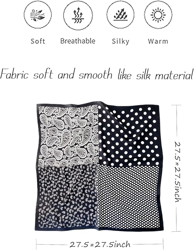 Satin Bandanas Head Scarf For Women Hair Scarves Accessories Lightweight Fashion Wrap Neck Silk Sleeping Headscarf