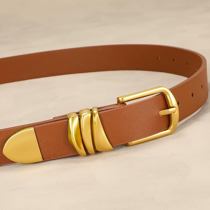 VONMELLI Women's Belt for Jeans Dress Leather Belt for Women Fashion Waist Ladies Belt with Silver Buckle