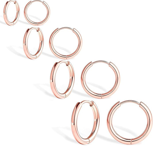 Small Gold Huggie Hoop Earrings Set for Women Men Hypoallergenic 14K Plated Stack Cartilage Earrings, Multiple Piercing Lightweight Mini Thin Cute Dainty Trendy Jewelry Set Christmas Gifts for Women