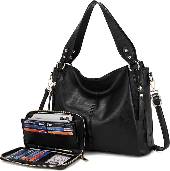 Women's Hobo Handbags Crossbody Bags Ladies Tote Shoulder Bags Purses and Wallet Set 2pcs
