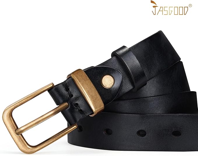 JASGOOD Women Belt Genuine leather Belt with Vintage Metal Buckle,Ladies Full Grain Leather Belt for Jeans Pants