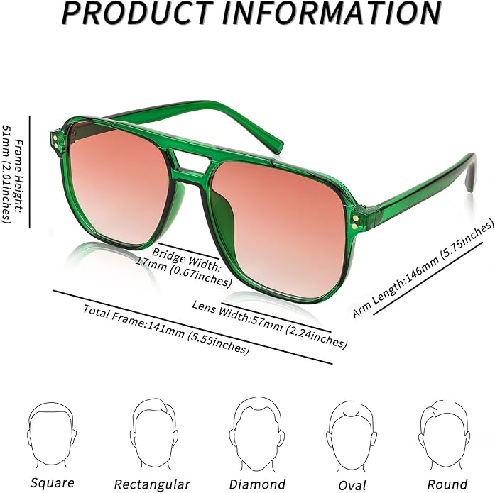 FEISEDY Retro Square Aviator Sunglasses Women Men 70s Vintage Trendy Plastic Frame Sun Glasses B2835