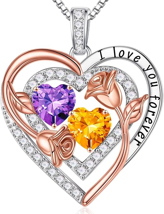 Iefil Mothers Day Gifts for Wife - Sterling Silver Birthstone Necklace Birthday Gifts for Her Wife