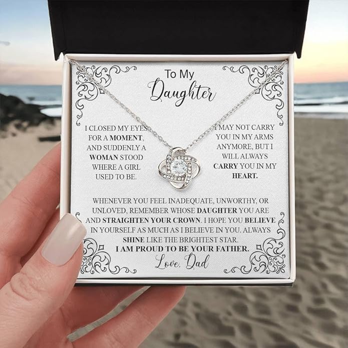 VIRAGIL To My Daughter Gift Necklace From Dad or Mom - Badass Daughter Jewelry With Heartfelt Message & Elegant Box