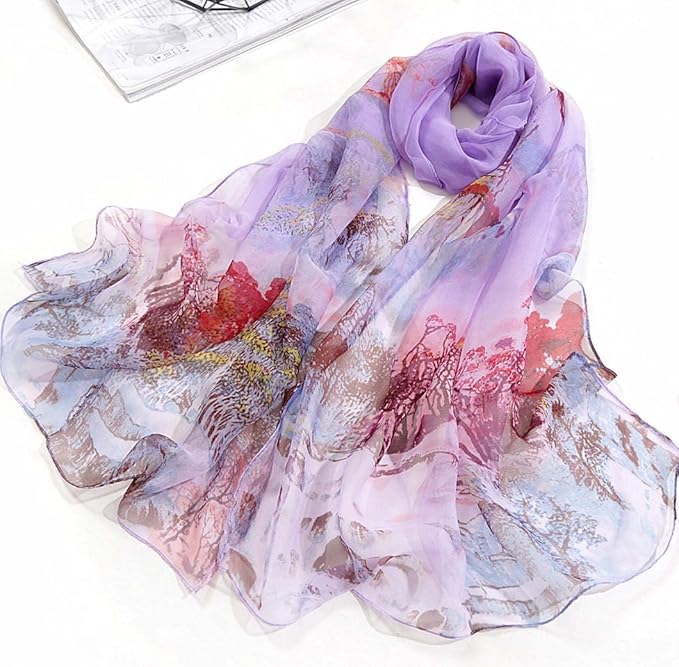 Pokeedioty Women’s Scarf Lightweight Elegant Floral Pattern Scarf Fashion Scarves Sheer Scarfs Shawls