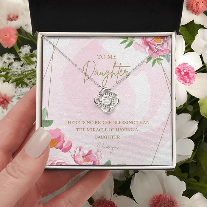 VIRAGIL To My Daughter Gift Necklace From Dad or Mom - Badass Daughter Jewelry With Heartfelt Message & Elegant Box