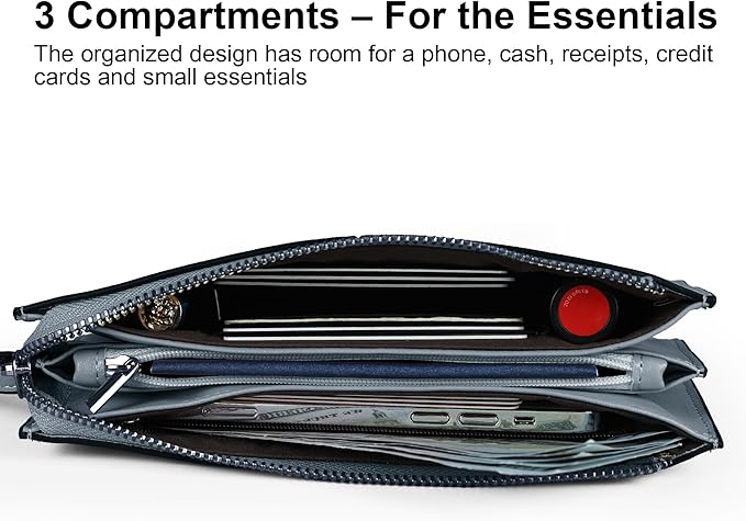 befen Genuine Leather Wristlet Clutch for Women Ultra-Slim Ladies Credit Card Holder Wallet Purses with RFID Protection