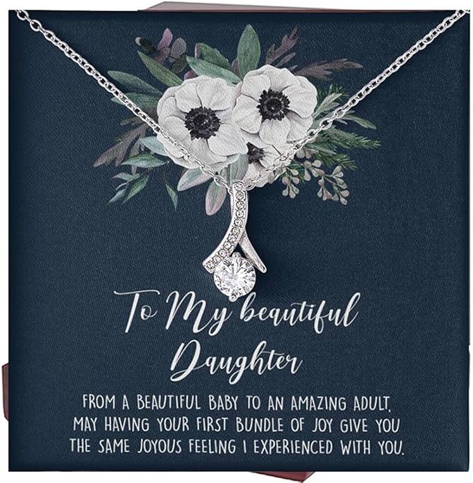 VIRAGIL To My Daughter Gift Necklace From Dad or Mom - Badass Daughter Jewelry With Heartfelt Message & Elegant Box