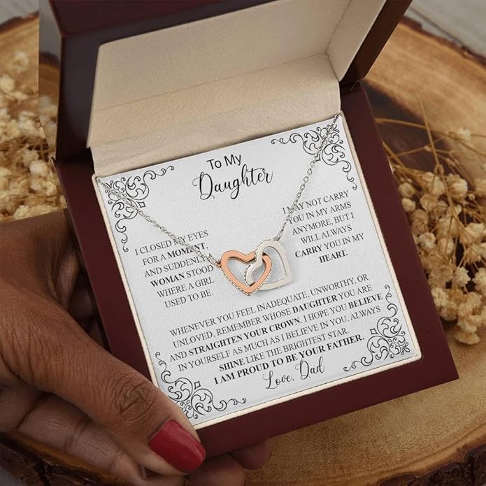 VIRAGIL To My Daughter Gift Necklace From Dad or Mom - Badass Daughter Jewelry With Heartfelt Message & Elegant Box