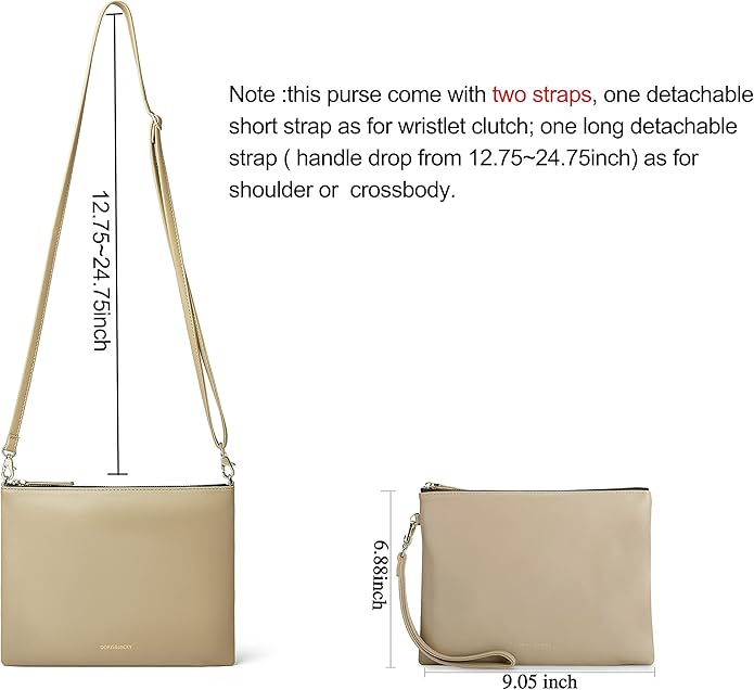 DORIS&JACKY Lambskin Leather Wristlet Clutch Purse for Women Soft Designer Slim Cell Phone Pouch Bag with Detachable Strap