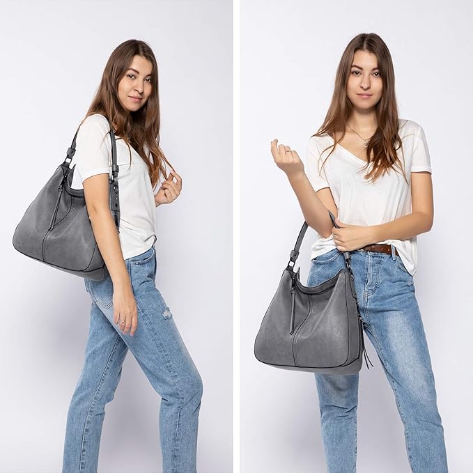 Realer Hobo Crossbody Bags for Women Designer Faux Leather Hobo Handbags Retro Large Size Shoulder Bag Bucket Purse