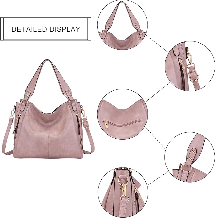 Women's Hobo Handbags Crossbody Bags Ladies Tote Shoulder Bags Purses and Wallet Set 2pcs