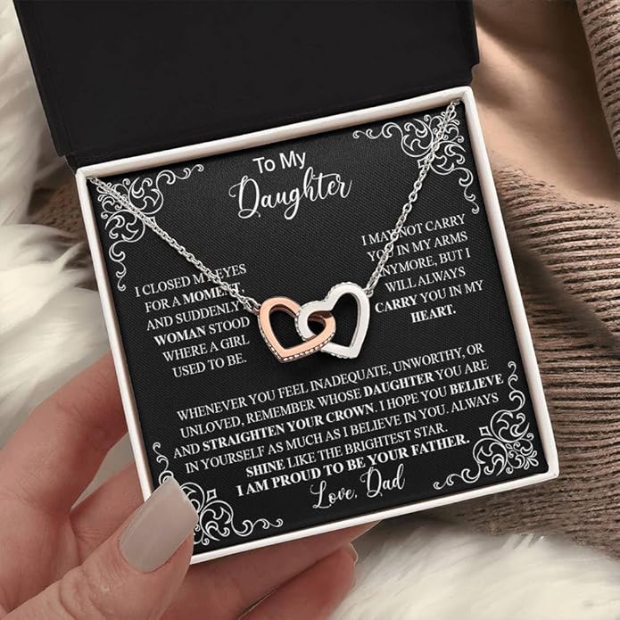 VIRAGIL To My Daughter Gift Necklace From Dad or Mom - Badass Daughter Jewelry With Heartfelt Message & Elegant Box