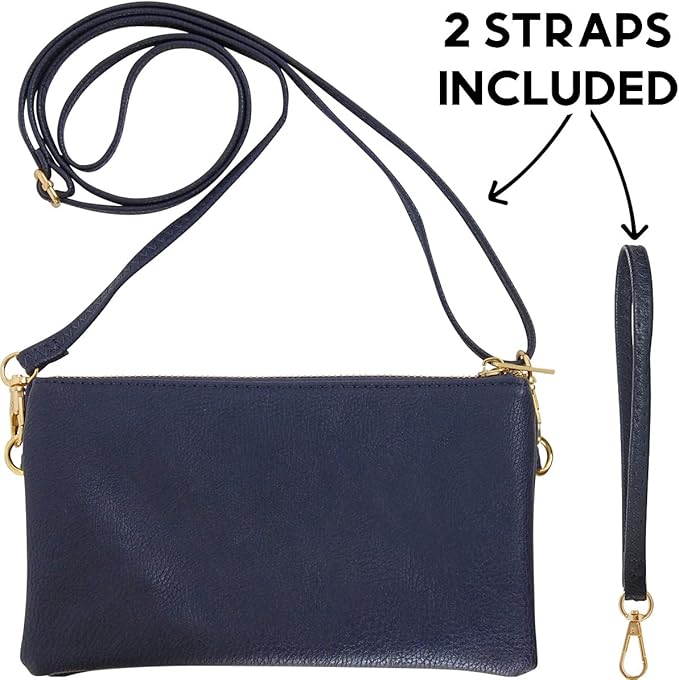 Vegan Leather Wristlet Purse for Women - Small Clutch Purse with Shoulder and Wrist Straps