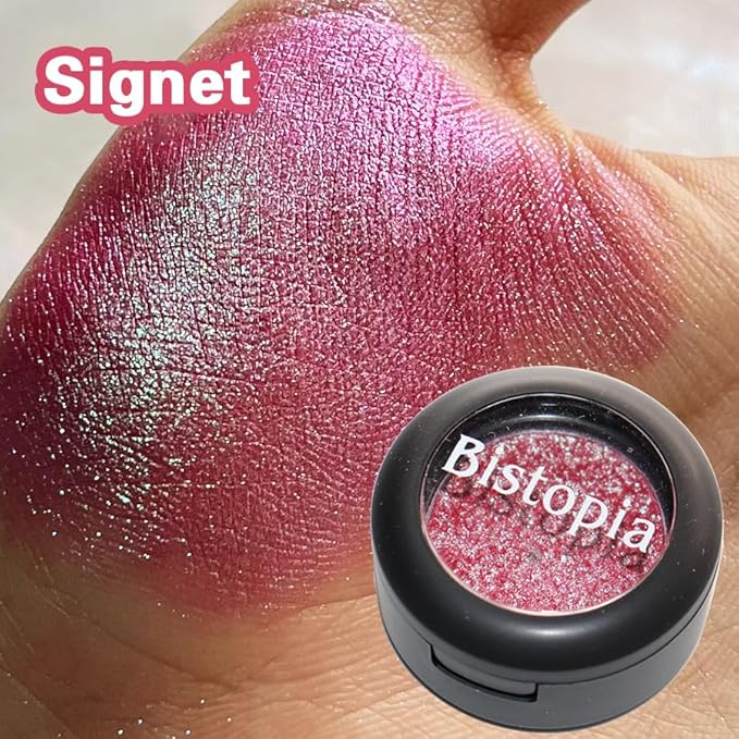 Bistopia Glitter Eyeshadow Collection, 14 Shades, Shimmer Pressed Powder, Metallic and Iridescent Colors (Signet)