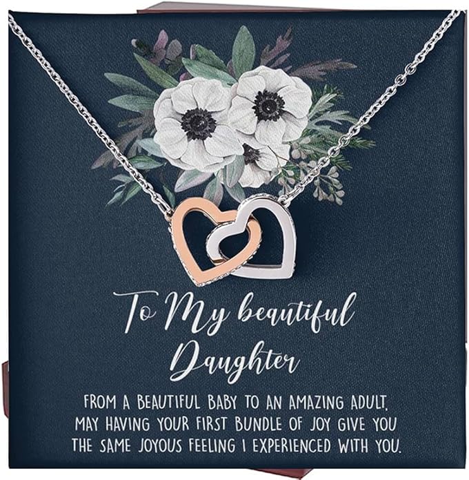 VIRAGIL To My Daughter Gift Necklace From Dad or Mom - Badass Daughter Jewelry With Heartfelt Message & Elegant Box