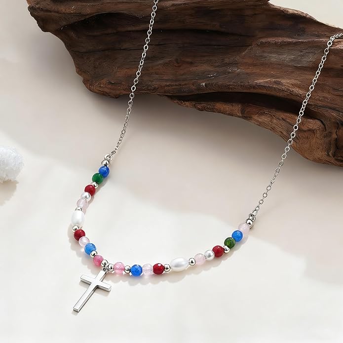 Cross Necklace for Women Trendy - Dainty 18K Real Gold Plated Minimalist Cross Necklace Non Tarnish Waterproof Trendy Cute Simple Small Necklaces Easter Christian Religious Faith Jewelry Gifts