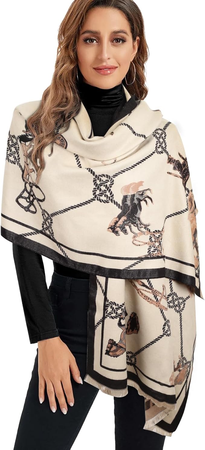 EXTREE Scarfs for Women Pashmina Silky Shawl Wrap for Evening Dressing Blanket Open Front Poncho Cape