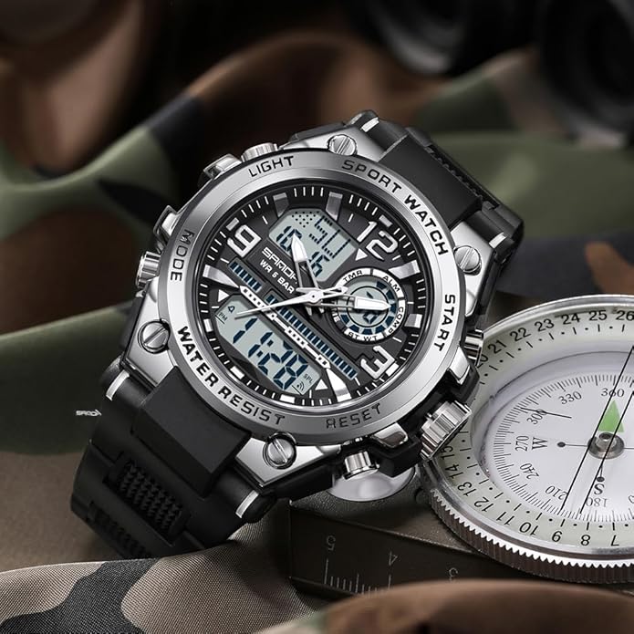 KXAITO Men's Watches Sports Outdoor Waterproof Military Watch Date Multi Function Tactics LED Alarm Stopwatch