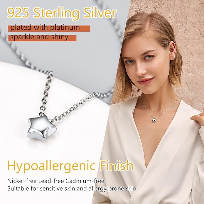 PROSILVER 925 Sterling Silver Necklace for Women | Dainty Delicate Adjustable Choker with Heart/Star/Moon/Vertical Bar Pendant, Hypoallergenic Tarnish Resistant Everyday Jewelry Gift for Her