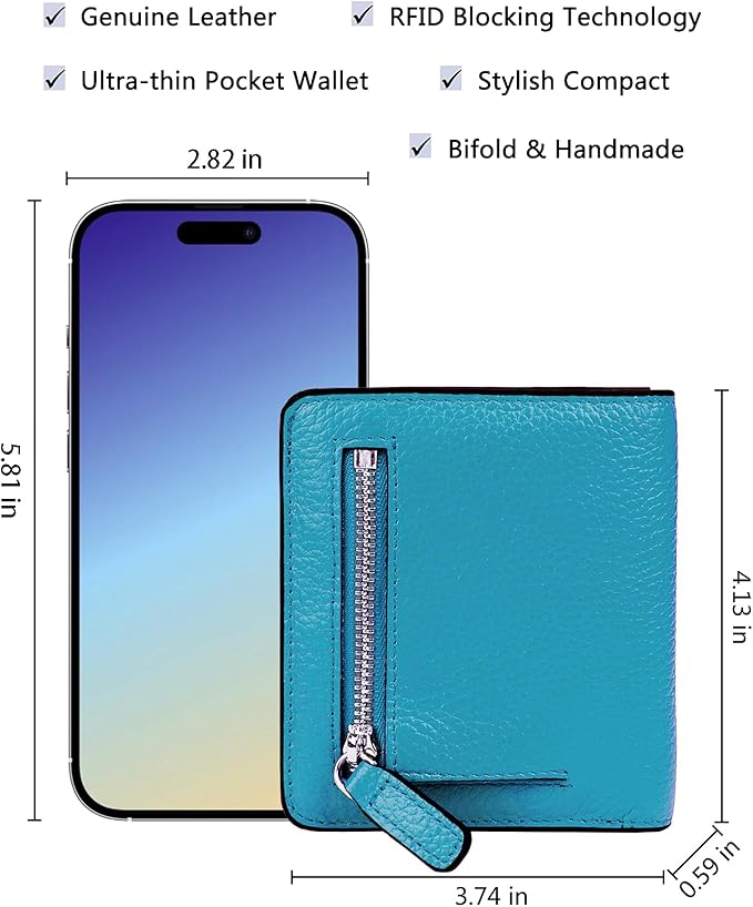 AINIMOER Small Leather Wallet for Women, Ladies Credit Card Holder RFID Blocking Women's Mini Bifold Pocket Purse