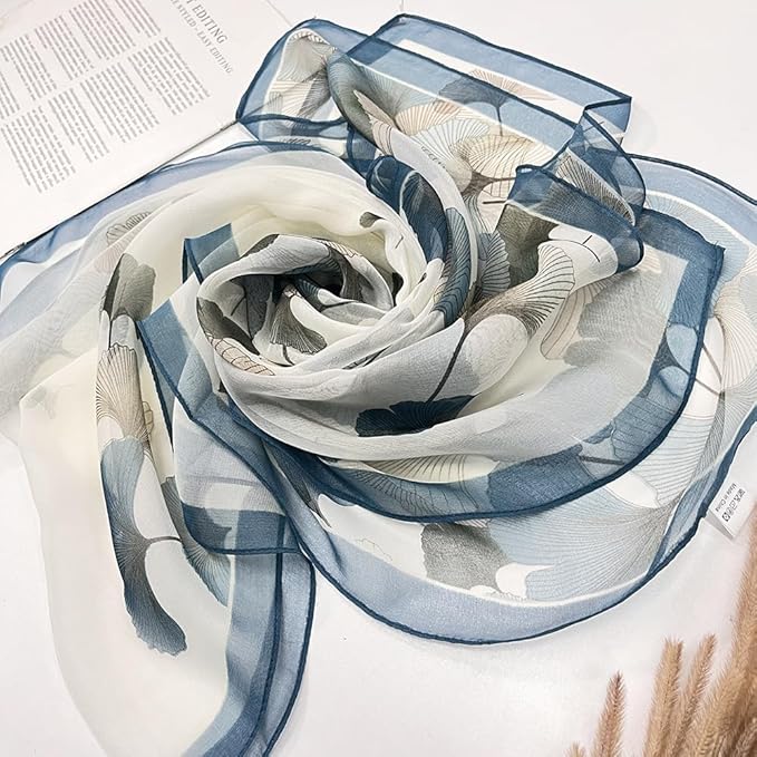 Pokeedioty Scarfs for Women Lightweight Fashion Scarves Elegant Floral Pattern Sheer Scarfs Sunscreen Shawls Wraps