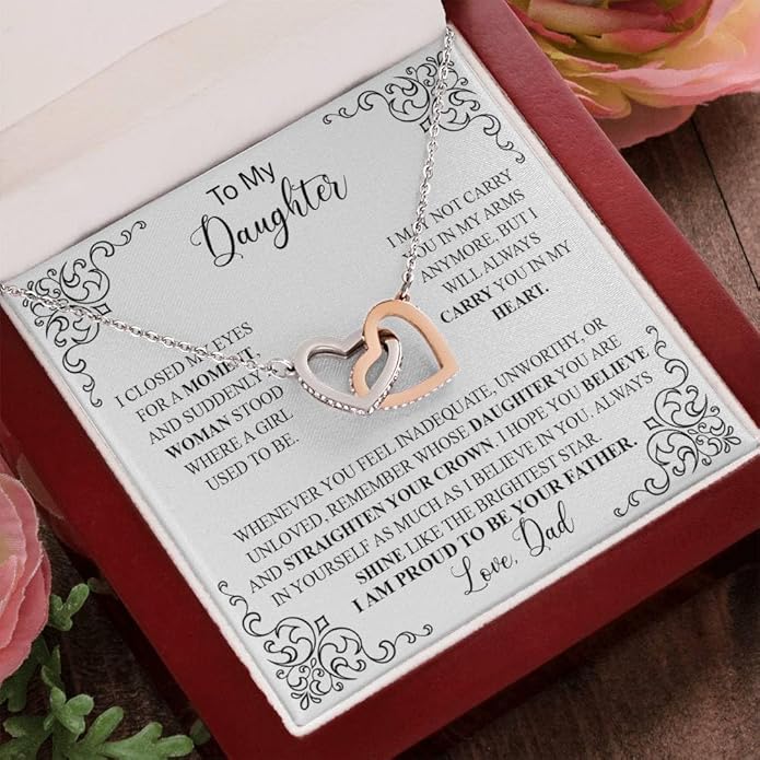 VIRAGIL To My Daughter Gift Necklace From Dad or Mom - Badass Daughter Jewelry With Heartfelt Message & Elegant Box
