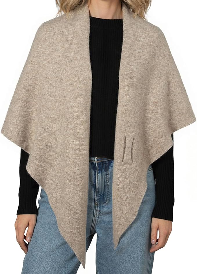 RIIQIICHY Shawl Wrap Women Pashmina Triangle Cape Knit Sweater Scarf for Fall Winter Fashion Accessory