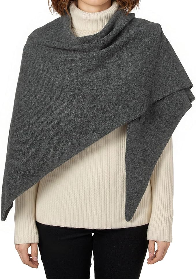 RIIQIICHY Shawl Wrap Women Pashmina Triangle Cape Knit Sweater Scarf for Fall Winter Fashion Accessory
