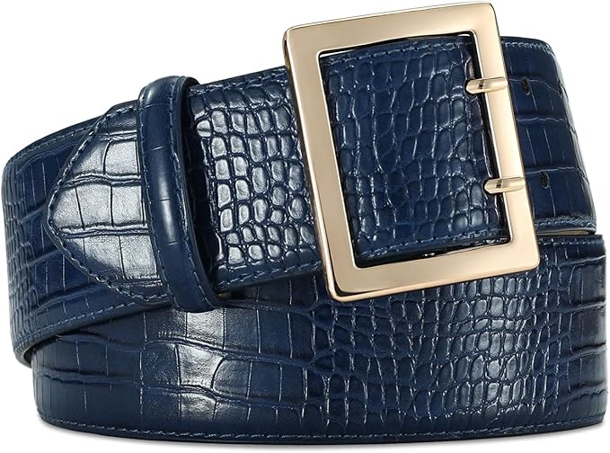 Wide Belts for Women Leather Wide Belts Fashion Thick Black Belt With Gold Buckle Belt for Dresses