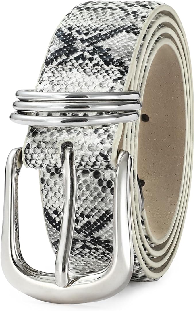 Women's Leather Belts with Gold Buckle Fashion Leather Waist Belt Elegant Ladies Belts for Jeans Dress & Casual Wear