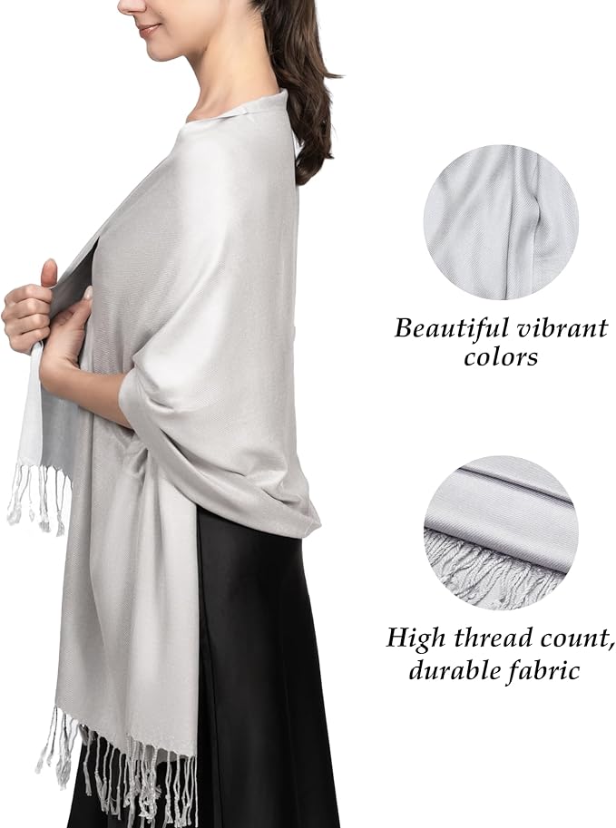 Achillea Soft Silky Pashmina Scarf for Women – Shawl Wrap for Evening Dresses, Bridesmaids, Weddings & Everyday Wear