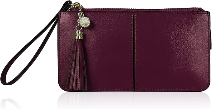 befen Genuine Leather Wristlet Clutch for Women Ultra-Slim Ladies Credit Card Holder Wallet Purses with RFID Protection