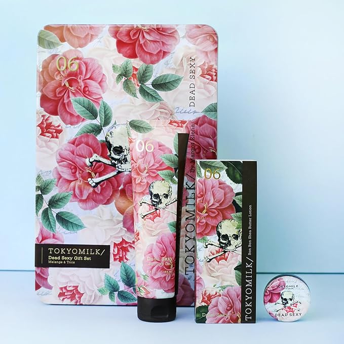 TOKYOMILK Dead Sexy Gift Set Tin – Deep Vanilla, Exotic Wood, White Orchid, Ebony – Romantic & Ethereal, Embossed Tin, Perfumed Shower Gel, Shea Butter Handcreme & Nourishing Lip Balm