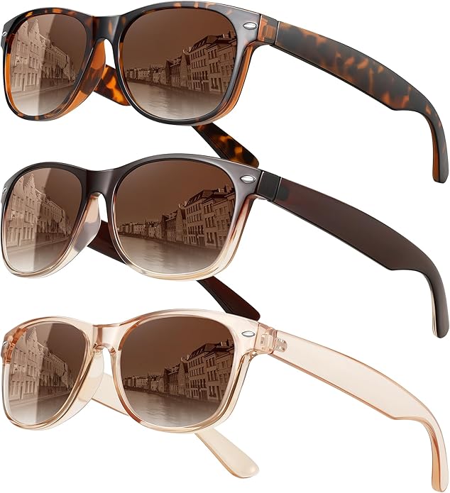 MEETSUN Classic Polarized Sunglasses for Women Men Trendy Retro Sun Glasses for Driving UV Protection (3 Pack)