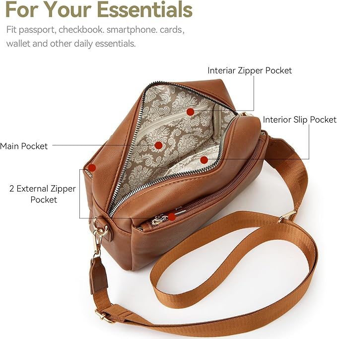 SENDEFN Leather Crossbody Bag for Women Small Clutch Purses Crossbody Shoulder Handbag Wallet Purses RIFD Card Slots