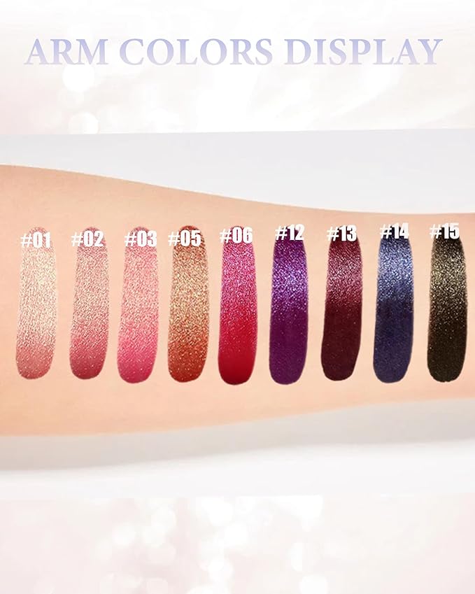 Glitter Metallic Green Lipstick Shimmer Lip Stick Long Lasting,Diamond Cream Shimmer Nude Tinted Lip Gloss High Pigmented,Metallic Matte Red Lipcolor Stain Women Christmas Non Stick Lips Makeup-15