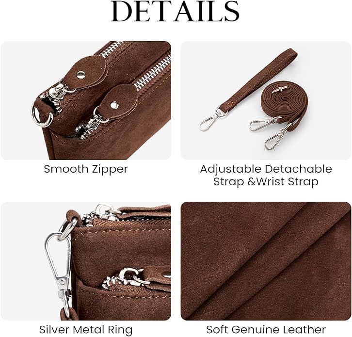 befen Genuine Leather Wristlet Clutch Wallet Purses with RFID Blocking, Small Crossbody Bags Shoulder Handbag for Women