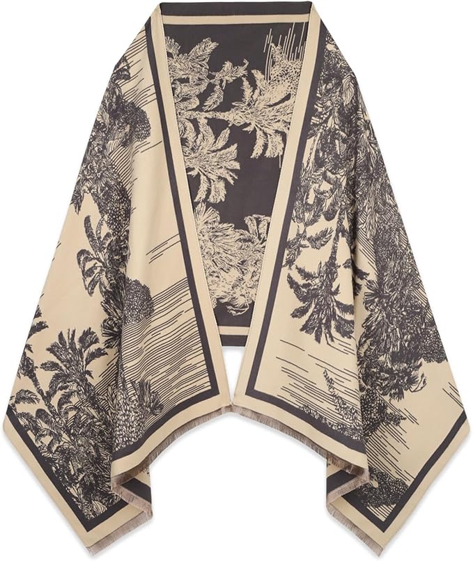 EXTREE Scarfs for Women Pashmina Silky Shawl Wrap for Evening Dressing Blanket Open Front Poncho Cape