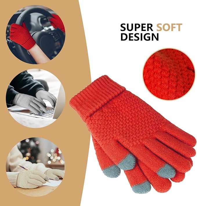 Omisy 4 Pairs Winter Gloves Women Touchscreen Cold Weather, Valentines Day Gifts for Her Wife Mom Girlfriend, Wam Mitten
