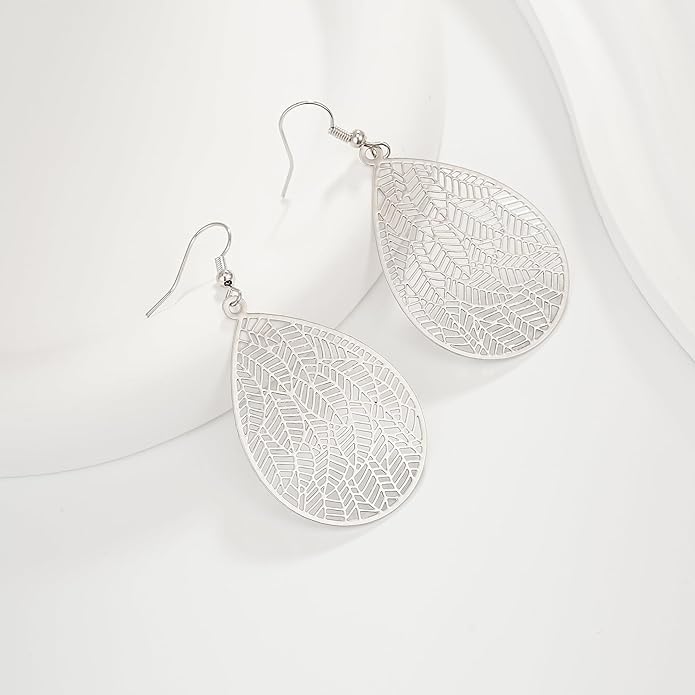 Large Gold Earrings for Women, Chunky Gold Statement Drop Dangle Earring Maple Leave Ginko Leaf Jewelry Gifts
