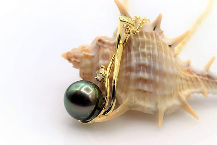 Birthday Gifts for Women - Black Pearl Necklaces for Women - Real 18K Gold Over Sterling Silver - Elegant Tahitian Black Pearl Jewelry - Anniversary·Gifts for Women - Christmas Gifts for Wife, Girlfriend, Her, Mom