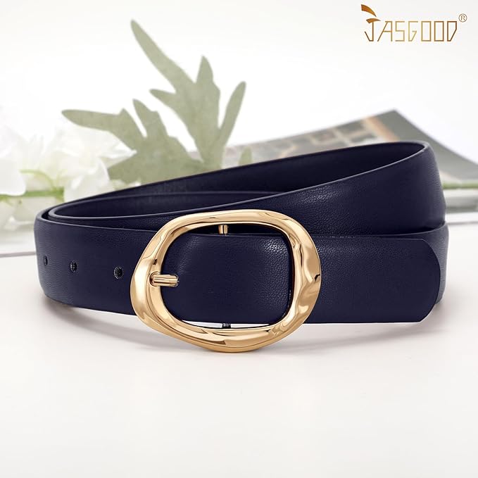 JASGOOD 3 Pack Women Belts for Jeans Pants Ladies Leather Waist Belt Casual Fashion Trend Belt for Women with Gold Buckle