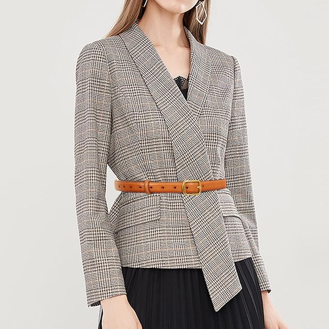 Women's Fashion Classic Metal Buckle Leather Belt with Jeans Dress