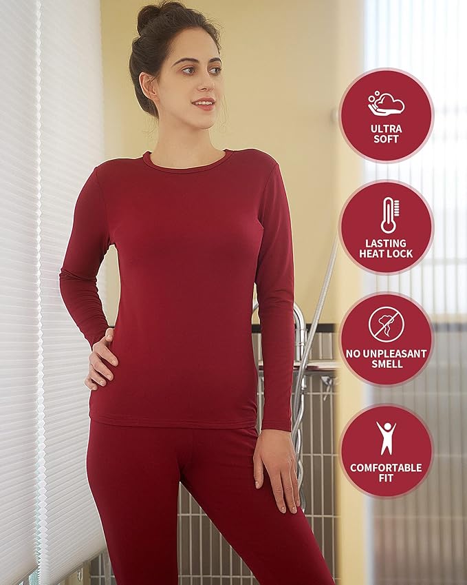 WEERTI Thermal Underwear for Women Long Johns with Fleece Lined Base Layer Women Cold Weather Top Bottom