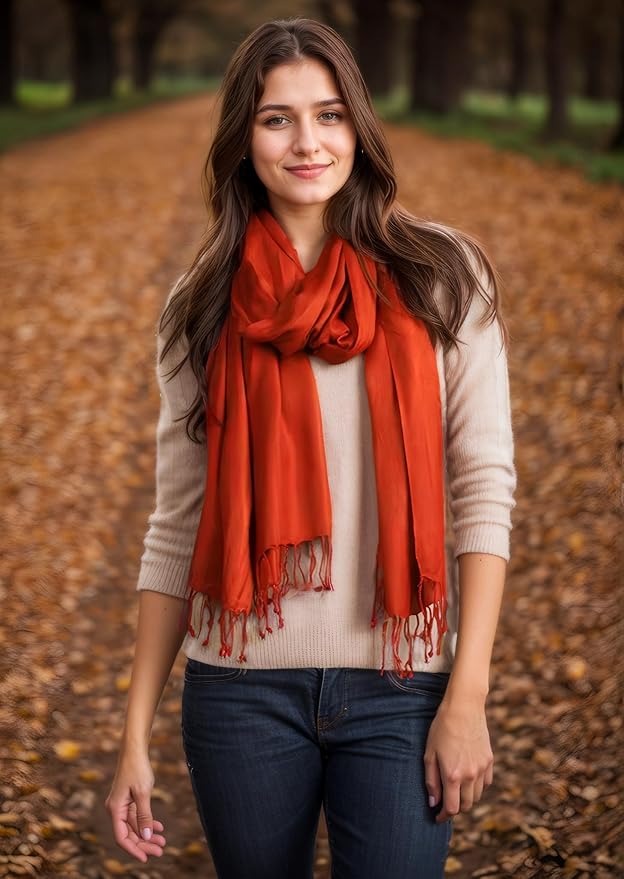 Achillea Soft Silky Pashmina Scarf for Women – Shawl Wrap for Evening Dresses, Bridesmaids, Weddings & Everyday Wear