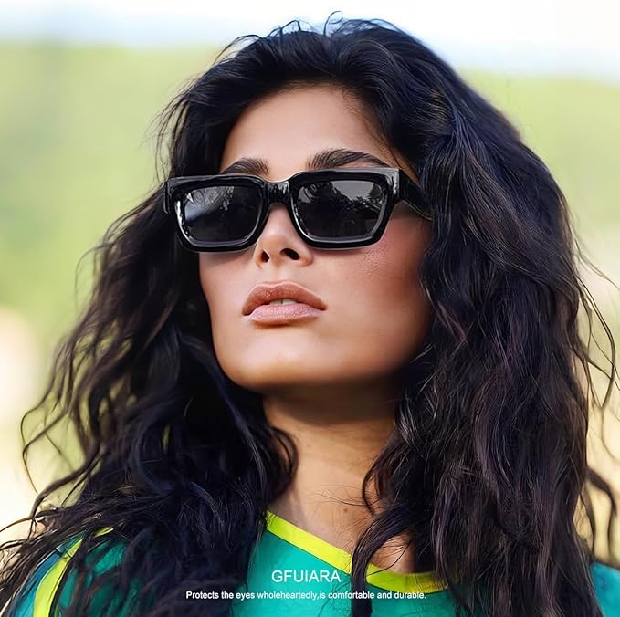 Trendy Square Sunglasses for Men Women Fashion Thick Rectangle Sun Glasses UV Protection Shades Designer Style