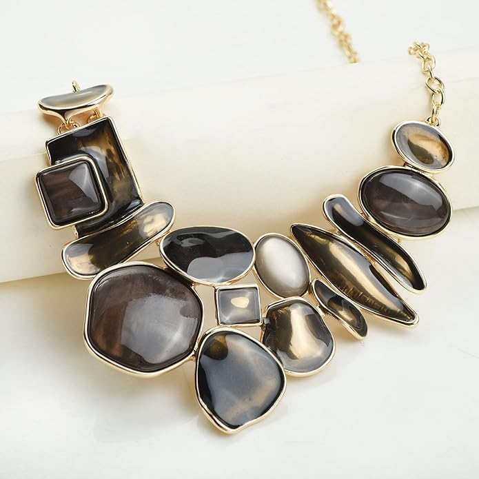 Women's Wedding Party Jewelry Enamel Leaf Rhinestone Cluster Flower Statement Necklace Dangle Earrings Set for Bridal Bridesmaids