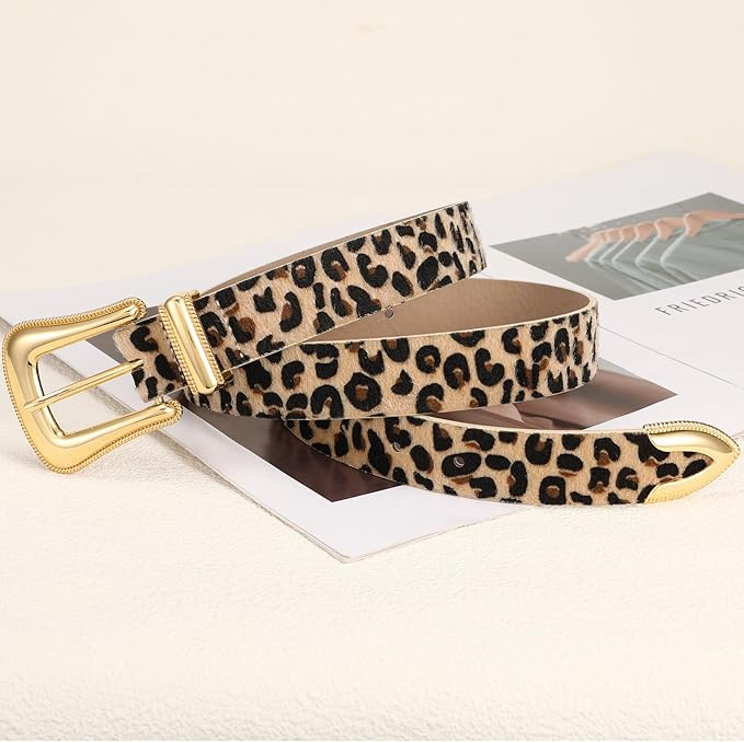 Genuine Leather Belt for Women - Silver Buckle Strap for Jeans & Dresses