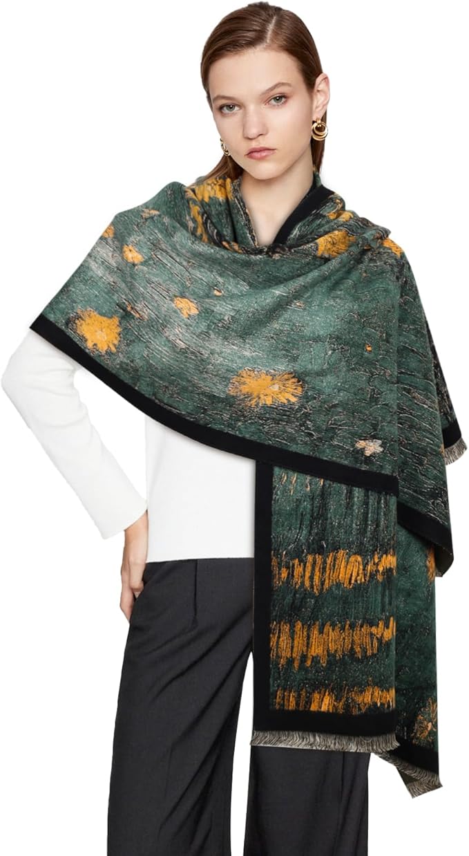EXTREE Scarfs for Women Pashmina Silky Shawl Wrap for Evening Dressing Blanket Open Front Poncho Cape